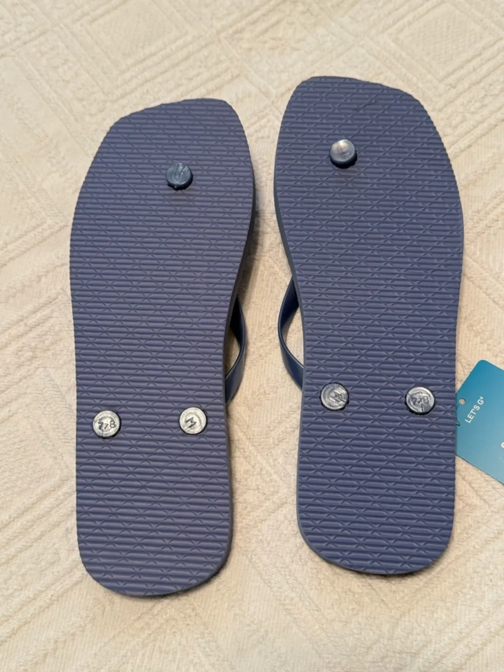 Sandals Flip Flops slip on - size 7/8 medium NEW!  Blue w/silver sea accents - Picture 9 of 10